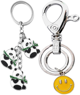 MGP FASHION Presents Panda With Locking Smiley Emoji Cartoon Key Chain