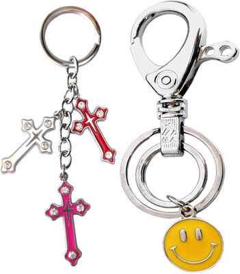 MGP FASHION Jesus Cross With Locking Smiley Emoji Cartoon Key Chain