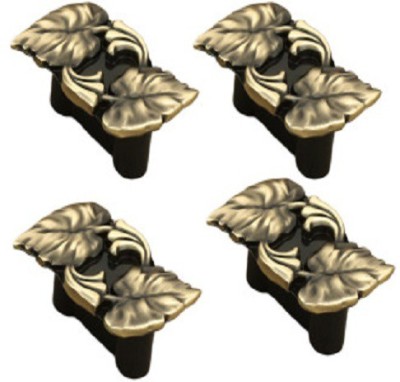 Indeed Premium Leaf shape knob Handle with Antique Brass Finish Zinc Cabinet/Drawer Handle(Yellow Pack of 4)