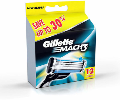 Gillette Mach 3 Manual Shaving Razor Blades (Cartridge) 12s pack(Pack of 12)