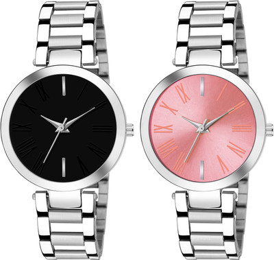 Sponix Mart Stylish Bracelet Stainless Steel Combo pack of 2 Analog Watch  - For Women