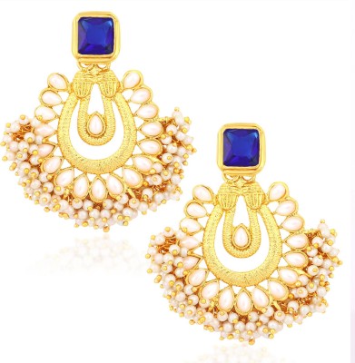 Sukkhi Graceful Gold Plated Pearl Chandelier Earrings Alloy Chandbali Earring