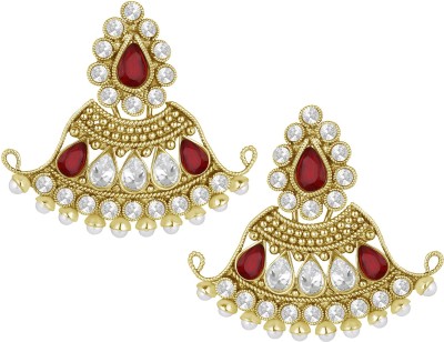 Alamod Traditional Brass Gold Plated Diamond & Pearl Diamond, Pearl Brass Drops & Danglers