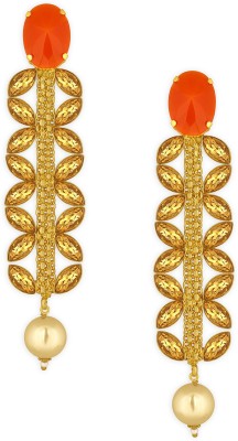 Alamod Contemporary Party Wear Gold Plated Synthetic Stone & Pearl Diamond, Pearl Brass Drops & Danglers