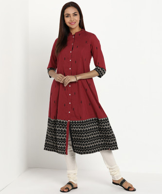 biba-women-printed-frontslit-kurtamaroon