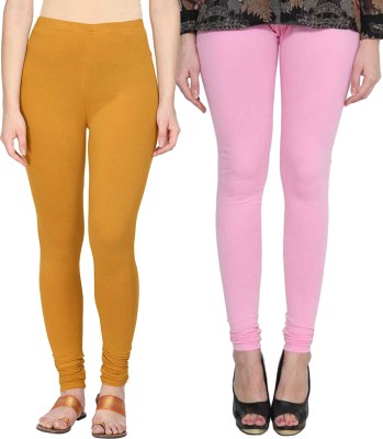 Clarita Churidar  Ethnic Wear Legging(Pink, Yellow, Solid)