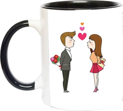 ARTBUG Couple Kissing and Proposing Each Other-1670-BLK Ceramic Coffee Mug(350 ml)