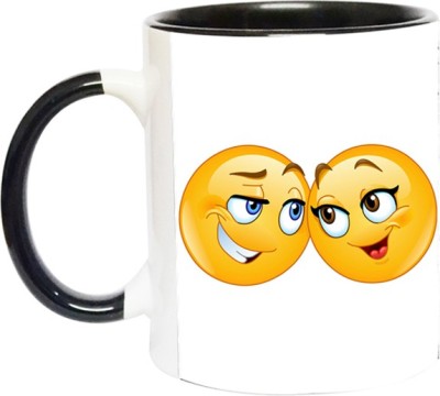 Ashvah Smiley -1695-BLK Ceramic Coffee Mug(350 ml)