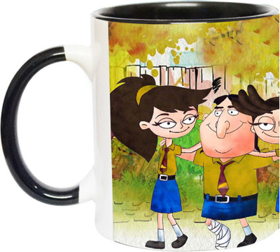 ARTBUG Bandbudh And Budbak -2216-BLK Ceramic Coffee Mug(350 ml)