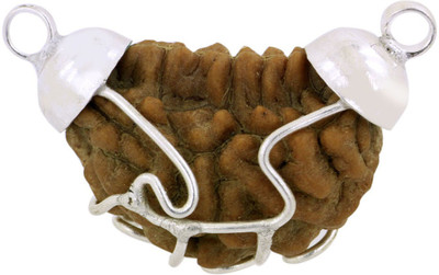 Gems Jewels Online EK MUkhi Kaju Dana Nepali Rudraksha Silver Wood Pendant
