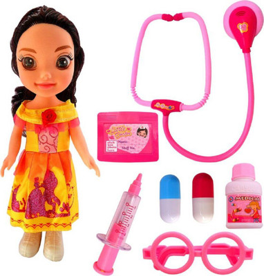 Risekart 7 PCS Medical Equipments Doctor Play Set Toy with Pretty Princess Doll