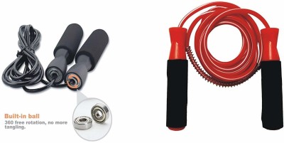 SPORTLAND Fitness Rope With Comfortable Foam Grip Freestyle Skipping Rope(Black, Red, Length: 274 cm)