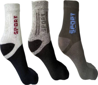 RAJAVI Men Color Block Mid-Calf/Crew(Pack of 3)