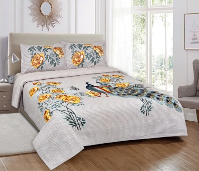 FABBON INDIA 280 TC Cotton King Floral Flat Bedsheet(Pack of 1, Yellow)