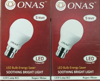 Onas 5 W Standard B22 LED Bulb(White, Pack of 2)