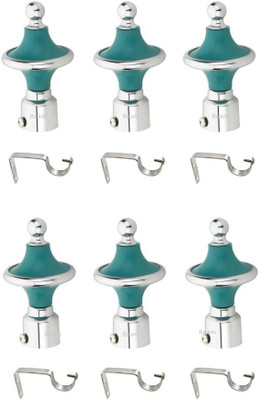 Bzcarts Green Rod Rail Bracket, Curtain Knobs, Curtain Hooks Metal(Pack of 6)