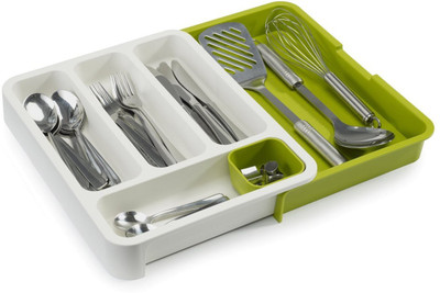 prisma collection Empty Cutlery Box Drawer Case(Green, White  Holds 25 Pieces)