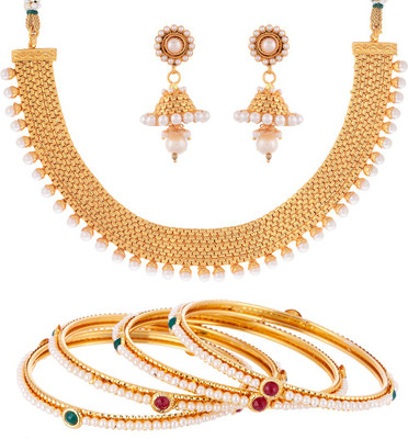 ZENEME Alloy Gold-plated Multicolor Jewellery Set(Pack of 1)