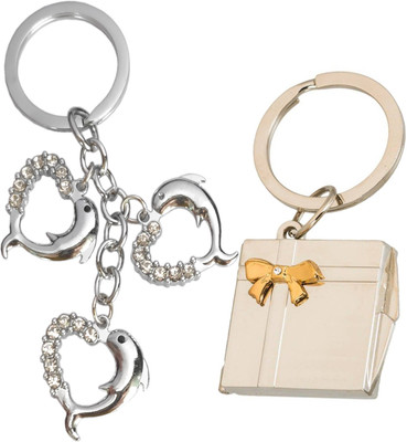 MGP FASHION High Quality Photo Frame With Diamond Stone Silver Metal Heart Key Chain