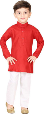 Kashvi Boys Festive & Party Kurta and Pyjama Set(White Pack of 1)