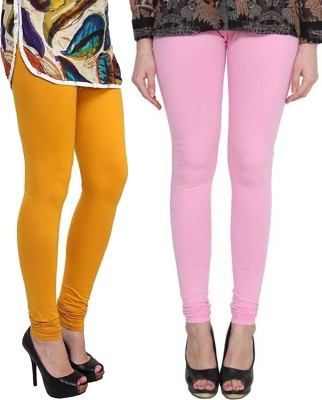 Clarita Churidar  Ethnic Wear Legging(Pink, Yellow, Solid)