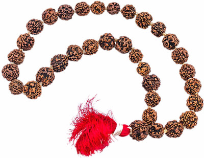 GGE NATURAL ITEM 5 Mukhi Rudraksha 16-18 mm Nepal Beads Kantha Mala Wood Necklace