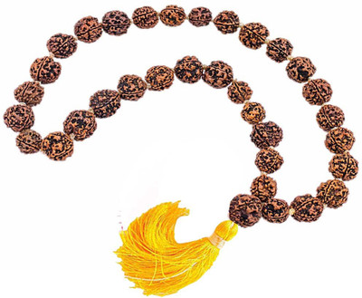 GGE NATURAL ITEM 5 Mukhi Rudraksha 16-18 mm Nepal Beads Kantha Mala Wood Necklace