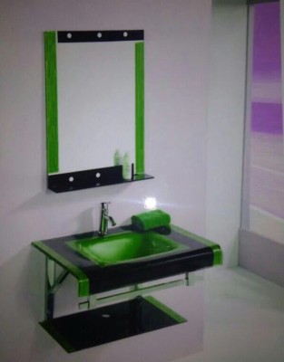 Arvind sanitary Glass Basin Lip Set New Green And Black Set WASH BASIN_001 Wall Hung Basin(GREEN AND BLACK)