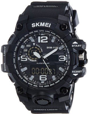SKMEI 1155-BLK 1155 LED And Pointer Display 50M Multifunctional Waterproof Calendar Stopwatch Sports Watch Analog-Digital Watch  - For Men