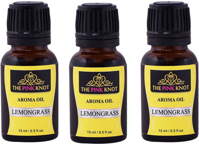 THE PINK KNOT Set of three Lemon Grass aromatic fragrant diffuser oil (15ml each) Aroma Oil Set of three Lemon Grass aromatic fragrant diffuser oil (15ml each)(3 x 15 ml)