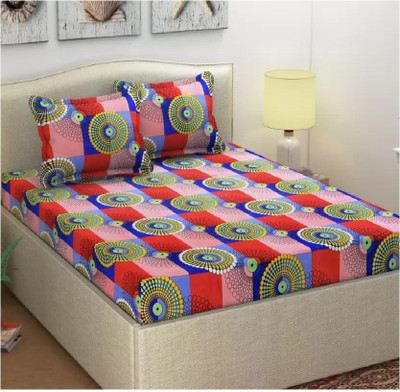 Home Readiness 185 TC Polycotton Double 3D Printed Flat Bedsheet(Pack of 1, Multicolor)