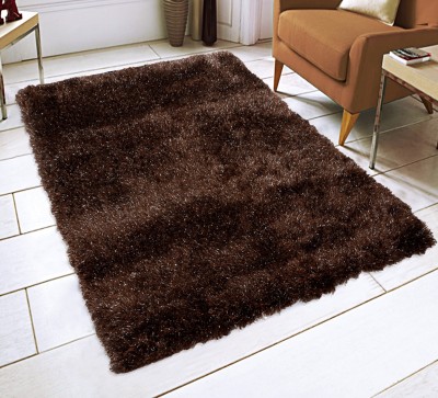 Saral Home Brown Polyester Carpet(4 ft,  X 6 ft, Rectangle)
