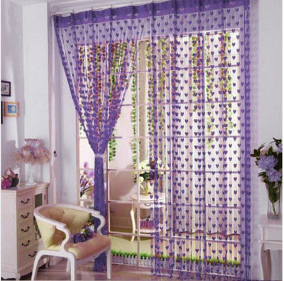 Panipat Textile Hub 210 cm (7 ft) Door Net Curtain (Pack Of 2)(Purple, Self Design)