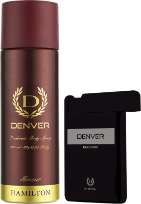 Denver Honour Deo & Black Code Pocket Perfume Combo Deodorant Spray  -  For Men  (218 ml, Pack of 2)