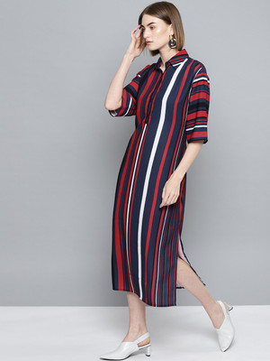 HARPA Women A-line Multicolor Midi/Calf Length Dress