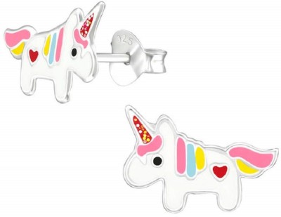 Via Mazzini Aww So Cute - Fairytale Unicorn Stud 925 Silver Earrings for Kids Girls Pure Silver (ER1516) Sterling Silver Stud Earring