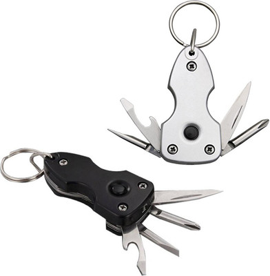 Flipkart SmartBuy |Combo of 2| Black & Silver Military Keychain with Torch, Screwdriver, Knife & Bottle Opener Key Chain