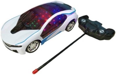 mayank & company 3D LED Light Fast Modern Car with Remote Control (White)(White)