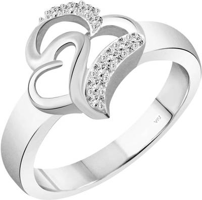 Divastri Couple Heart Alloy Crystal Cubic Zirconia Platinum