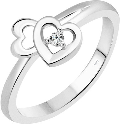 Divastri Dual Heart Alloy Crystal, Cubic Zirconia Platinum Plated Ring