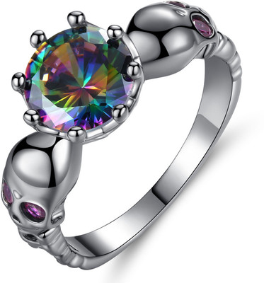 Sukkhi Exclusive Skull Crystal Stone Rhodium Plated Ring Alloy Crystal Rhodium Plated Ring