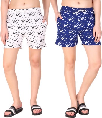 Kiba Retail Printed Women White, Blue Night Shorts