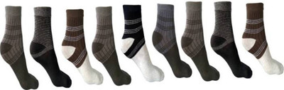 RAJAVI Men Striped Mid-Calf/Crew(Pack of 9)
