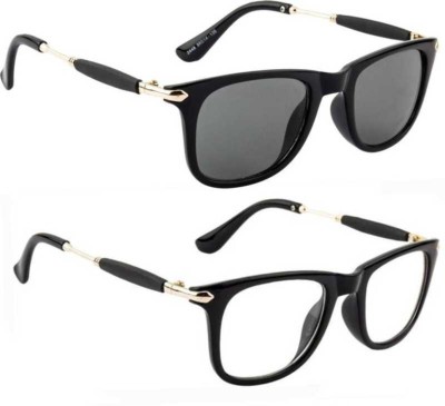 layd Wayfarer Sunglasses(For Men & Women, Black, Clear)