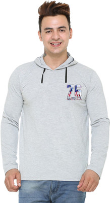 Shaun Printed Men Hooded Neck Grey T-Shirt