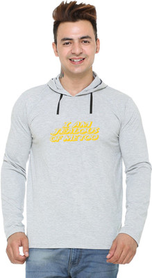 Shaun Printed Men Hooded Neck Grey T-Shirt