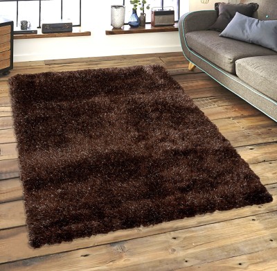 Saral Home Brown Polyester Carpet(5 ft,  X 7 ft, Rectangle)