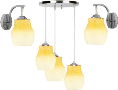 VAGalleryKing Matching Glass Decorative Home Ceiling Light Combo Pack (Wall Light With Ceiling Lamp) Pendants Ceiling Lamp(Yellow)