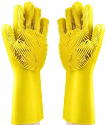Fulkiza Silicon Gloves Wet and Dry Glove(Free Size)