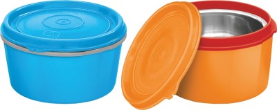 MILTON Plastic, Steel Fridge Container  - 350 ml, 350 ml(Pack of 2, Orange, Blue)